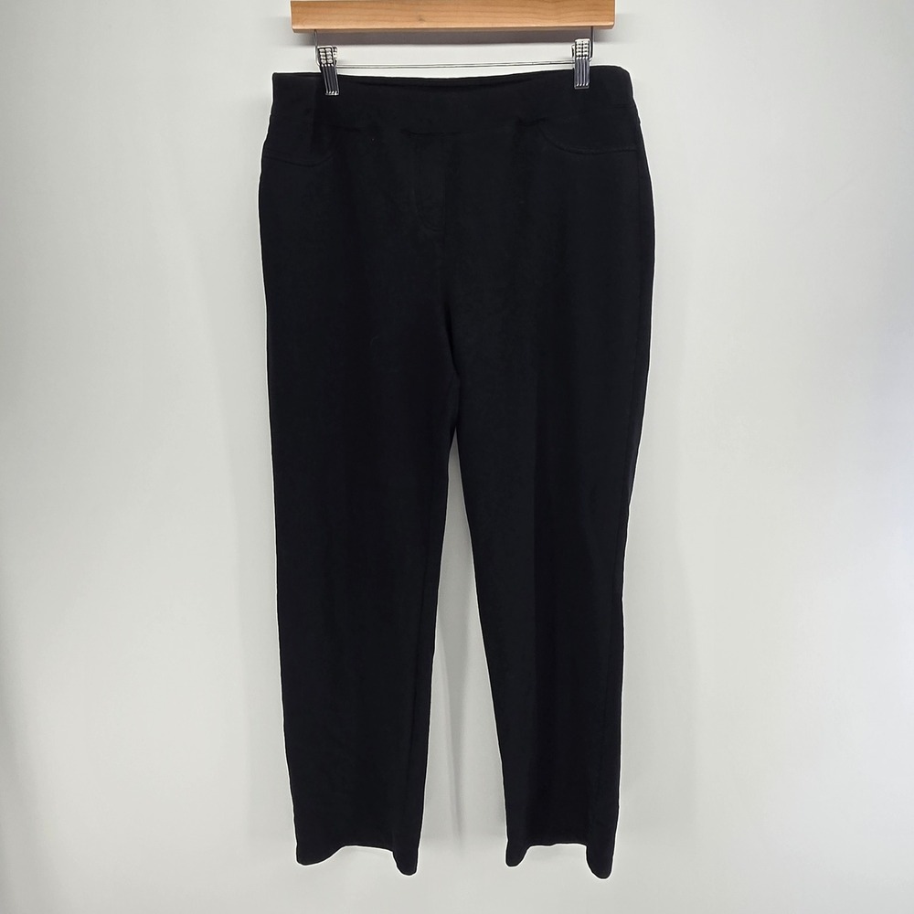D&D Lifestyle Pants Womens Large Black Pull On Stretch Straight Leg Workwear
